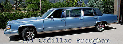 Cadillac : Brougham 6 Door 1991 cadillac brougham 6 door limousine limo blue funeral family car v 8 5.7 ltr