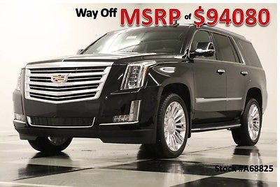 2016 Cadillac Escalade MSRP$94080 4X4 Platinum DVD 6.2 Sunroof GPS Black New Navigation Heated Cooled Leather CUE  Captains 17 15 2017 16 AWD Bose Camera