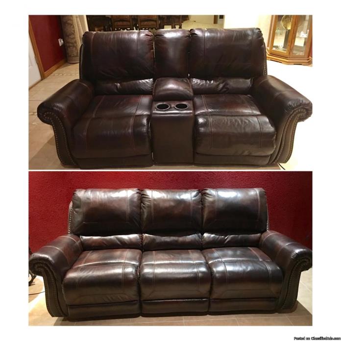 Ashley Millennium Leather electric Reclining Sofa and Love Seat