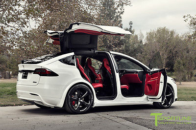 2016 Tesla Model X P90D 2016 Pearl White Tesla Model X – Ludicrous – Bentley Red Interior – Gloss Carbon