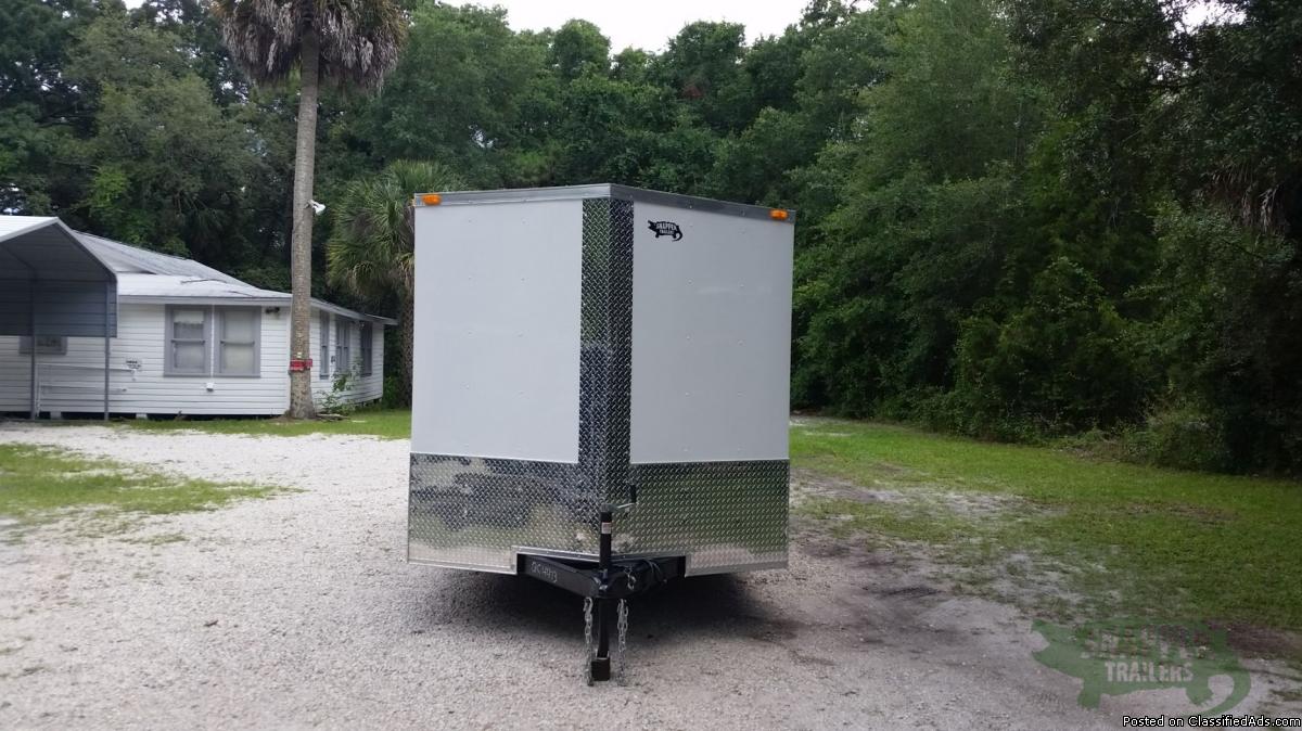 Snapper Trailers : 7x16 Tandem Axle Multi Bike Trailer w/ Ramp Door and V-Nose
