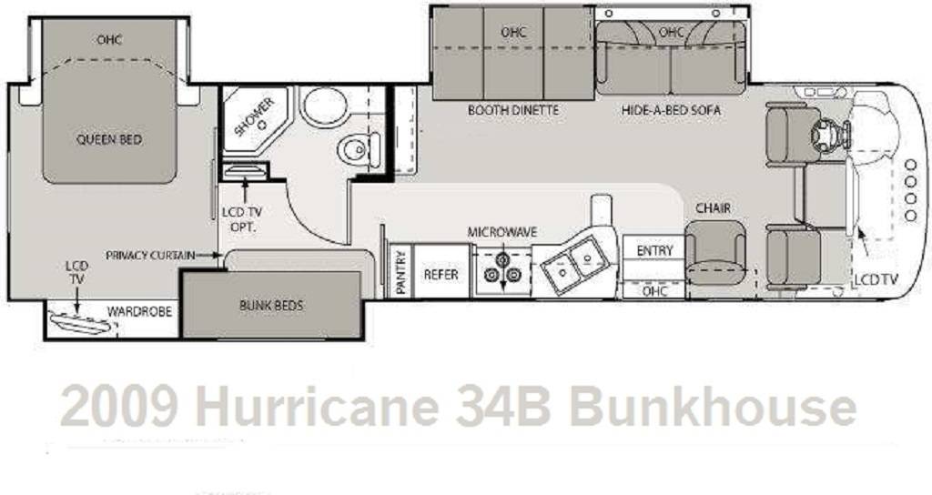 2009 Four Winds Hurricane 34B 3-Slide Bunkhouse
