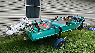 Johnson 15hp Sears Aluminum Fishing Boat with Trolling Motor and Trailer