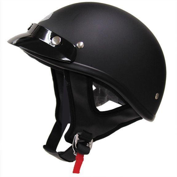 New 1/2 Motorcycle Helmet DOT Low Profile Matte Black ALLRIDERGEAR