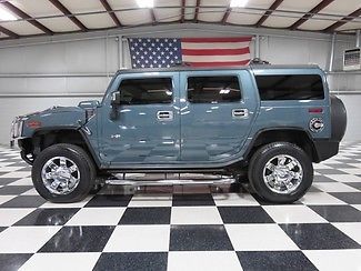 Hummer : H2 SUV 4x4 Luxury Blue 6.0 l nav tv dvd sunroof warranty financing chrome 20 s extra s leather htd clean