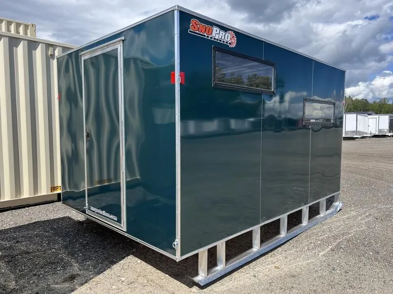 2024 Sno Pro  8x12 Aluminum Ice Shack w/Tow Hitch And Skis