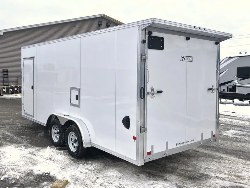 2022 E-Z Hauler  7.5x18 Aluminum 3-Place Drive In/Out w/Extra Height, Rust-Free Pkg