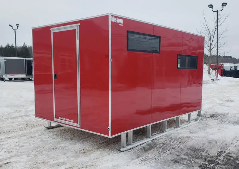 2022 Mission Trailers  8x12 Aluminum Ice Shack w/Skis, Tow Hitch, Roof Vent