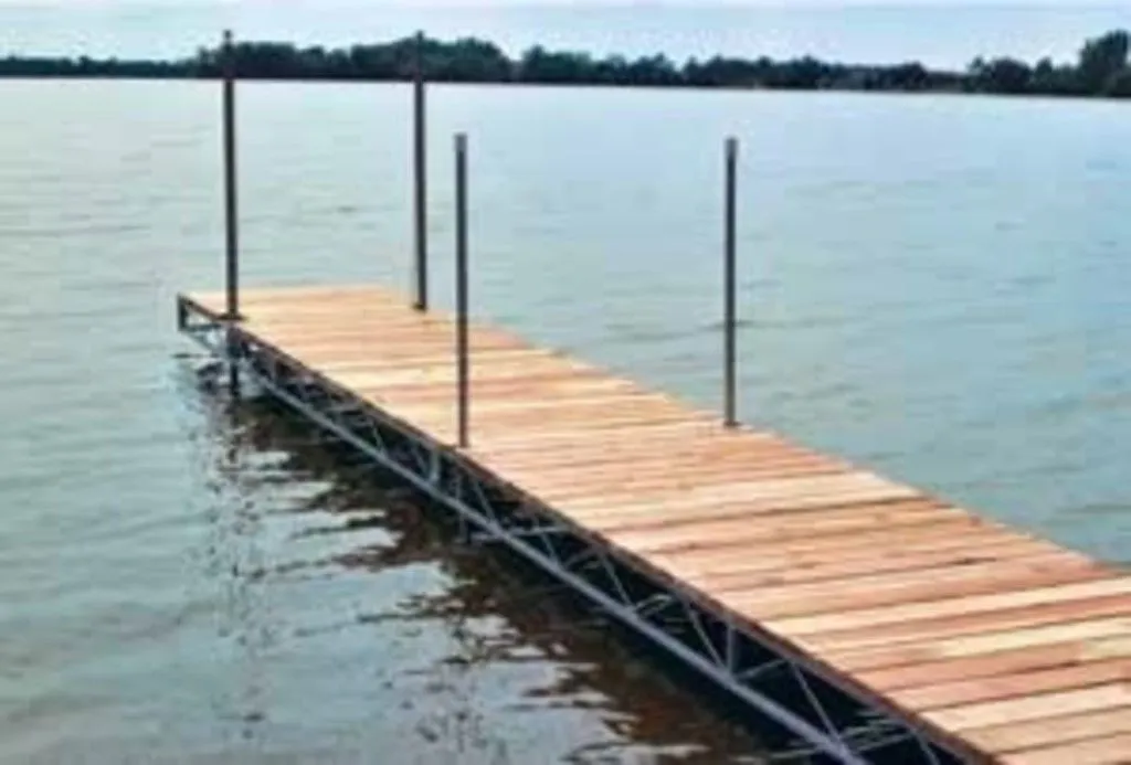 Aluminum Dock Roll In Dock with Cedar Decking