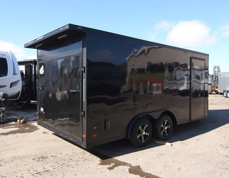 2022 Covered Wagon Trailers  8.5x16 3-Place Drive In/Drive Out w/Blackout Package, Rear Spoiler