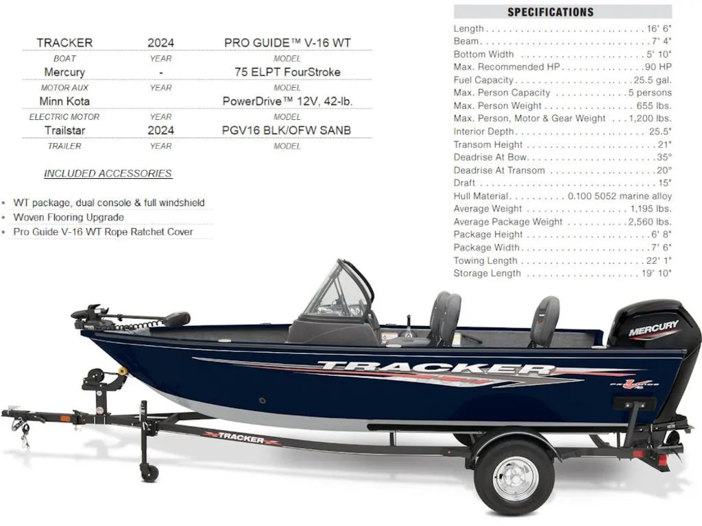 2024 Tracker Boats PRO GUIDE V-16 WT