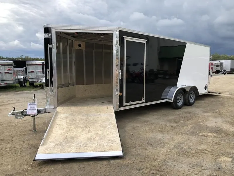 2024 E-Z Hauler  7x18 Aluminum Enclosed 3-Place Drive In/Out w/Two-Tone Color Package