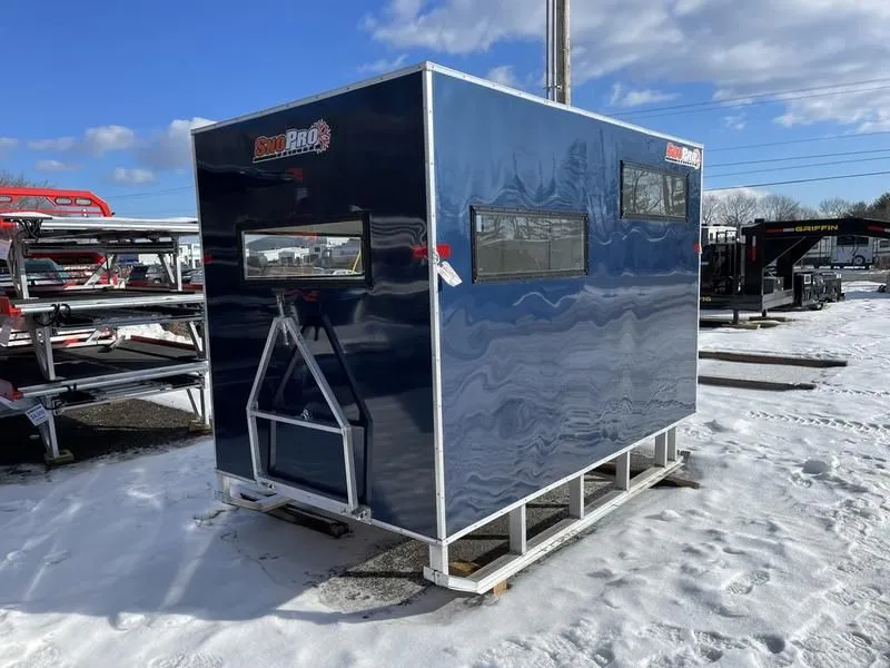 2022 Sno Pro  6x10 All Aluminum Ice Shack w/ Tow Hitch and Skis!