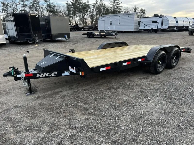 2024 Rice Trailers  7x18 10K Powder Coated Car Hauler w/D-Rings, Spare Mount & Toolbox