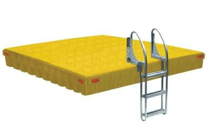  ShoreMaster Escape Swim Raft 7.5' x 9.5' Yellow with 3 Step Ladder