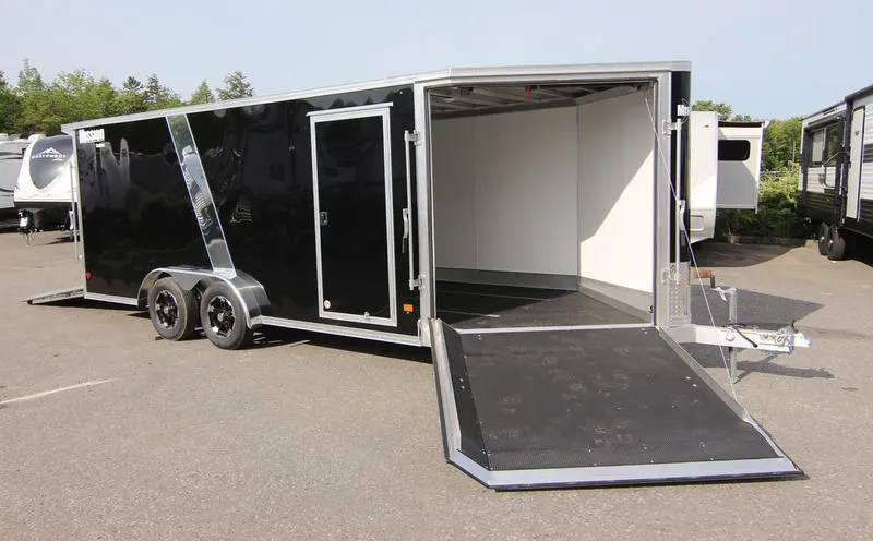 2022 Mission Trailers  7.5x18 Aluminum 3-Place Drive In/Out w/Wrap-Around Front Ramp, Rear Canopy