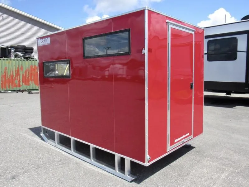 2022 Mission Trailers  6x10 Aluminum Ice Shack w/Roof Vent, Tow Hitch, Skis