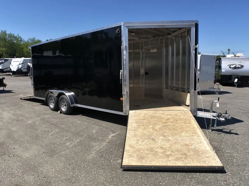 2023 E-Z Hauler  7.5x18 Aluminum Enclosed 3-Place Drive In/Out w/Extra Height, Rear Canopy