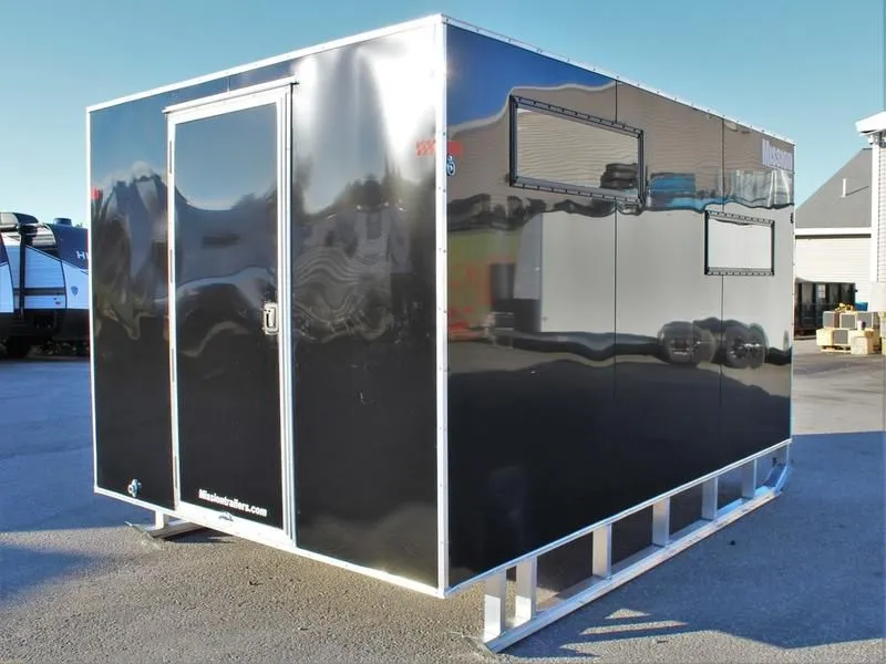 2022 Mission Trailers  8x12 Aluminum Ice Shack w/Tow Hitch, Rolled Skis