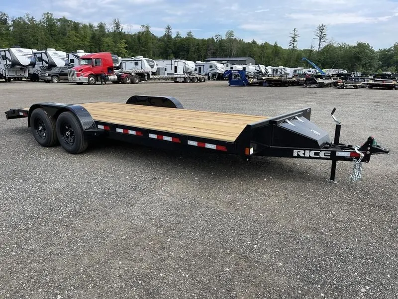 2022 Rice Trailers  7x20 10K Powder Coated Open Car Hauler w/Slide Out Ramps, Toolbox
