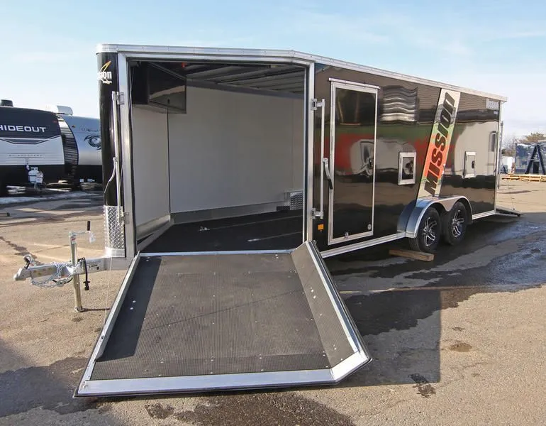 2022 Mission Trailers  7.5x18 Aluminum 3-Place Drive In/Drive Out w/Wraparound Front Ramp, Canopy