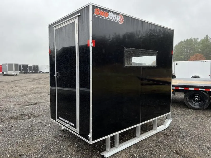 2023 Sno Pro  5x8 Aluminum Ice Shack w/ Tow Hitch and Rolled Skis