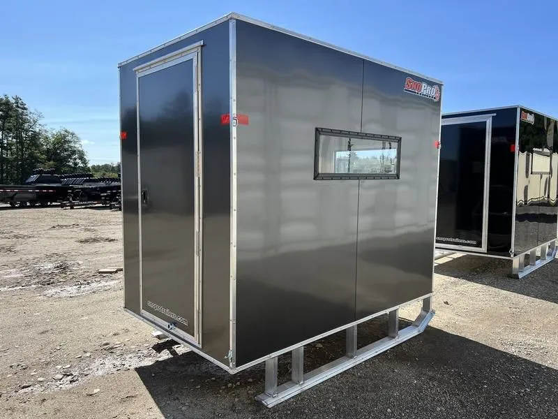 2024 Sno Pro  5x8 Aluminum Ice Shack w/Tow Hitch And Skis