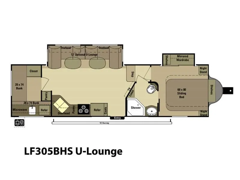 2015 Open Range RV The Light LF305BHS Optional U-Lounge