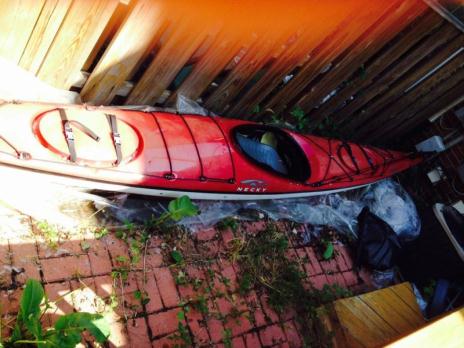2013 Red Composite Eliza Kayak with Rudder and Werner Camano paddles