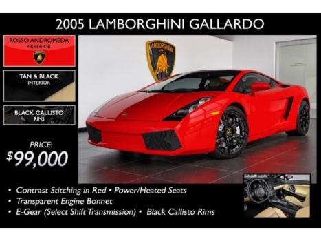 Lamborghini : Gallardo Base Coupe 2-Door Coupe 5.0L Rear spoiler Door trim: alloy and leather Shift knob trim: alloy
