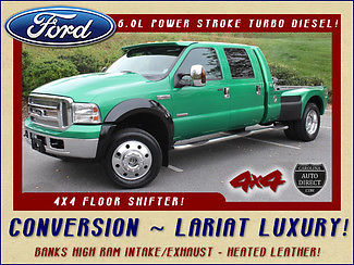 Ford : F-450 Lariat Luxury Crew Cab 4x4 CONVERSION 6.0 l turbo diesel banks intake exhaust dual tanks heated leather air suspension