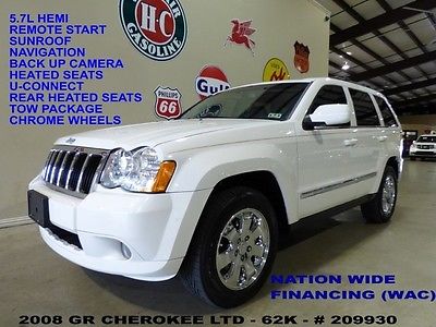 Jeep : Grand Cherokee Limited 4X2 08 grand cherokee limited 4 x 2 hemi sunroof nav htd lth chrome whls 62 k wefinance