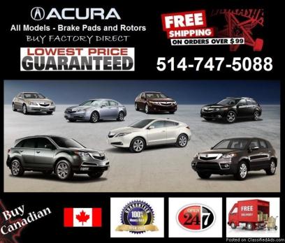 Acura - All Models, Brake pads and rotors (OEM Specifications)