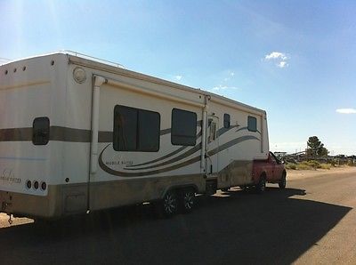 2005 DOUBLETREE MOBILE GOOSENECK 5TH WHEEL TRAVEL TRAILER ELECTRIC AWNING 14'
