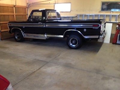Ford : F-100 Ranger F100 1974 ford ranger f 100 one half ton 4 x 4 pickup truck black one owner low mile