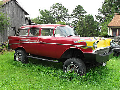 Chevrolet : Bel Air/150/210 Clear RARE & ONE OF A KIND! CUSTOM 1957 Chevy 210 Wagon on 1975 Ford 4WD Frame