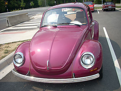 Volkswagen : Beetle - Classic Camel leather trim 1974 vw super beetle bright burgundy wine metallic exteriror in mint condition