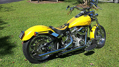 Custom Built Motorcycles : Chopper Soft tail custom bike,yellow (called Bumblebee) custom paint and seat