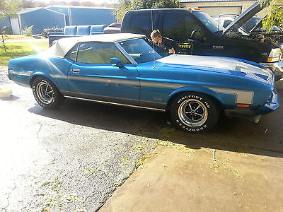 Ford : Mustang MACH 1 1973 mach 1 convertible cobra jet blue and silver white top and interior