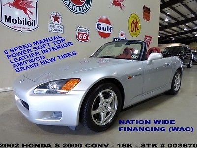 Honda : S2000 Convertible 2002 s 2000 conv 6 speed trans pwr soft top leather 16 in wheels 16 k we finance