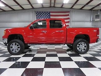 GMC : Sierra 1500 SLE 4x4 Z71 Lifted Red 1 owner crew cab warranty financing leather 6 pro comp lift chrome 20 s low miles