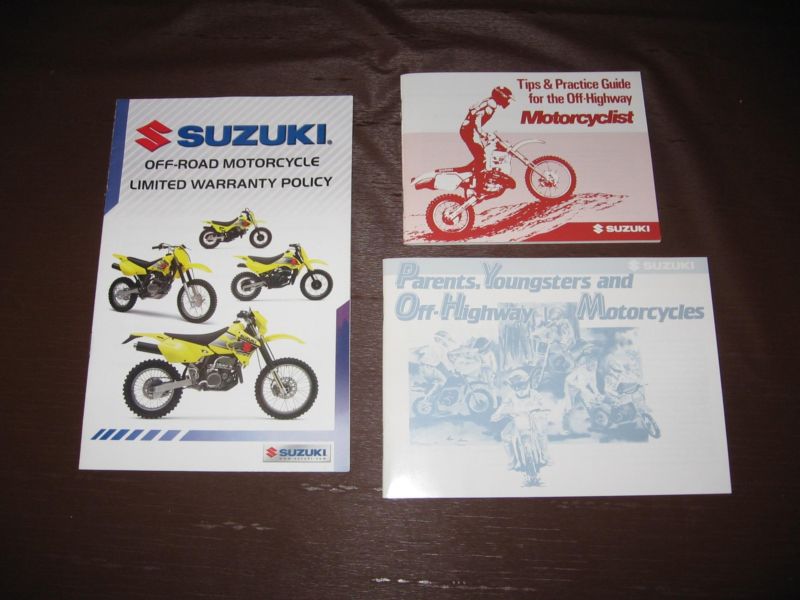 3 NEW Suzuki Owners Manual Kids & Warranty Booklets DRZ125 DRZ110