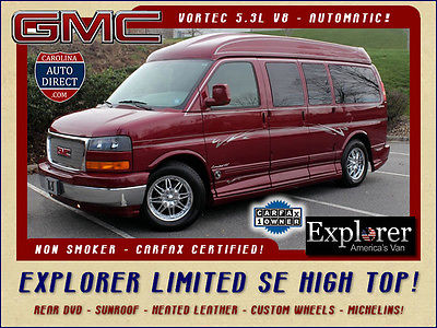 GMC : Savana High Top Explorer Limited SE Conversion Van 1 own service record rear dvd sunroof heated leather pwr fold out sofa michelins