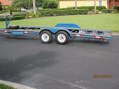 Custom built Car hauling trailer with adaption for carrying pontoon boat