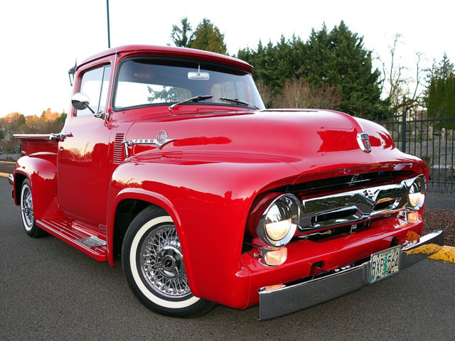 Ford : F-100 1956 ford f 100 302 v 8 c 6 red power disc brakes steering beautiful pickup