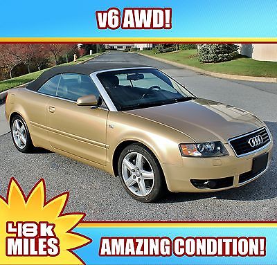 Audi : A4 A4 CABRIO V6 AWD 2005 audi a 4 48 k must see convertible porshe vw ford toyota 04 03 02 01 00