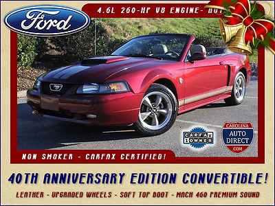 Ford : Mustang GT Premium 40TH ANNIVERSARY EDITION ONE OWNER-LEATHER BUCKETS-UPGRADED WHEELS-SOFT TOP BOOT-MACH SOUND-NON SMOKER!