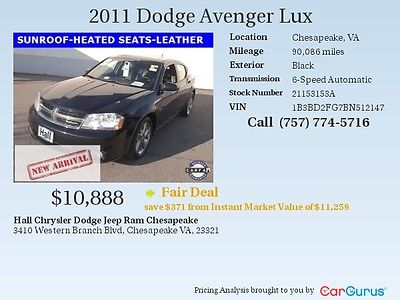 Dodge : Avenger Lux Sedan 4-Door 2011 dodge avenger lux sedan 4 door 3.6 l