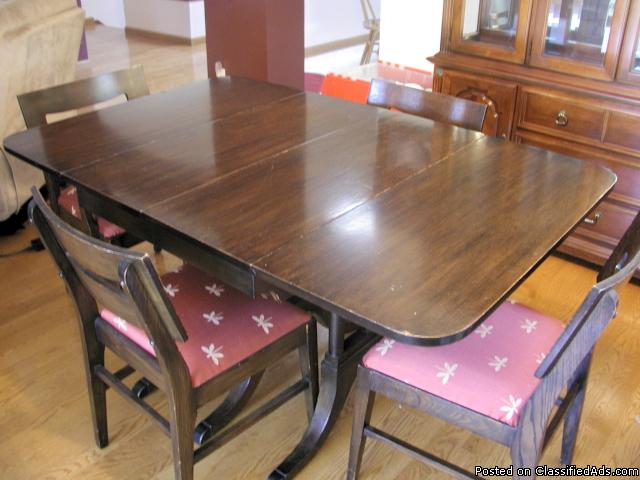 Ducan Phyfe Drop Leaf Table & Chairs, 0