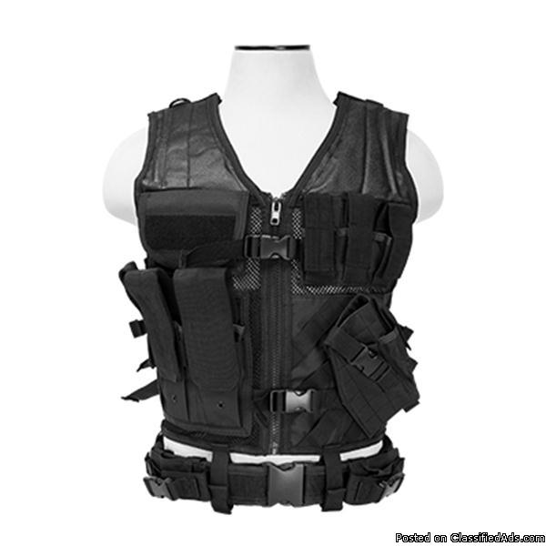 NcStar Cross Draw Tactical Vest Black SM to XL.